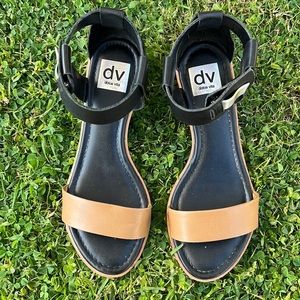DOLCE VITA Two-Toned Black Brown Leather Sandals - US 7